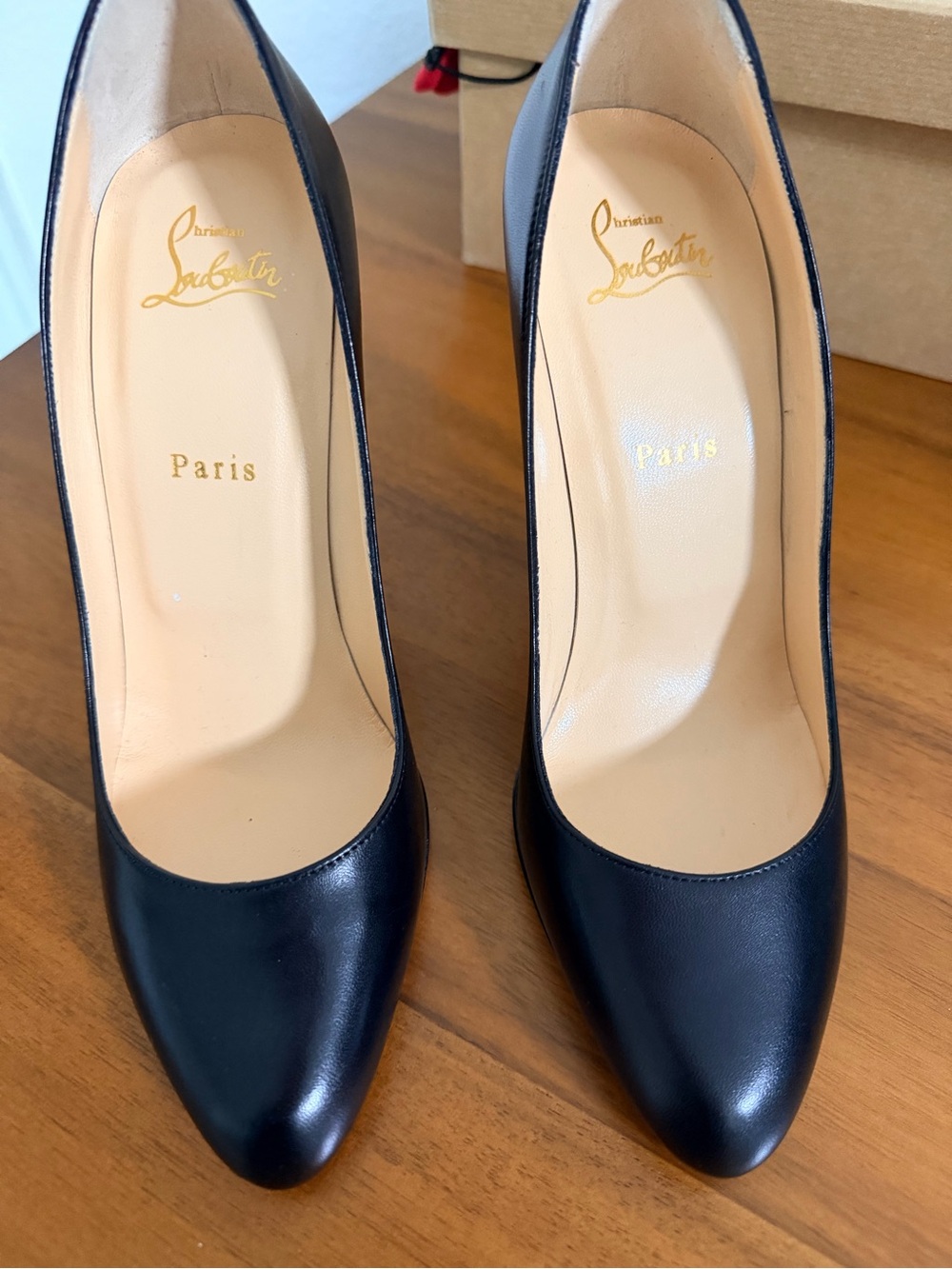 Christian Louboutin Black Leather Pumps with Red Soles - Picture 2 of 7